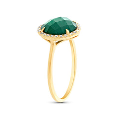 0.13ct Diamond & 1.95ct Green Agate 14k Yellow Gold Ring