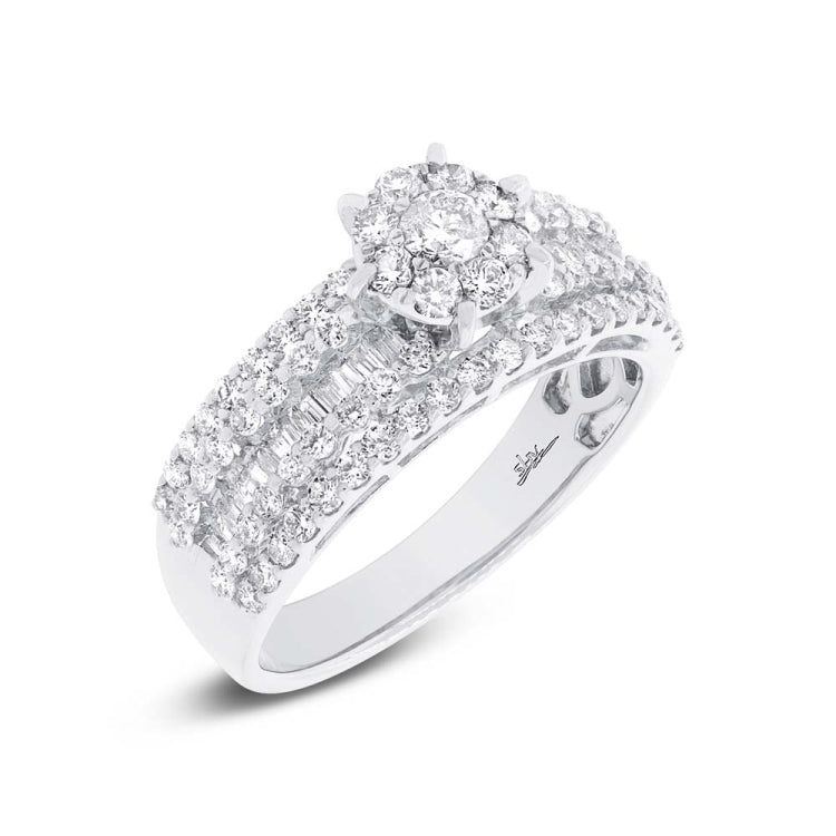 1.23ct 18k White Gold Diamond Cluster Engagement Ring