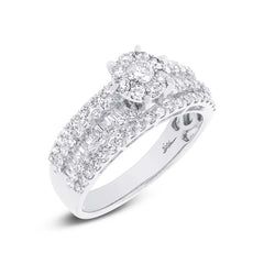 1.23ct 18k White Gold Diamond Cluster Engagement Ring