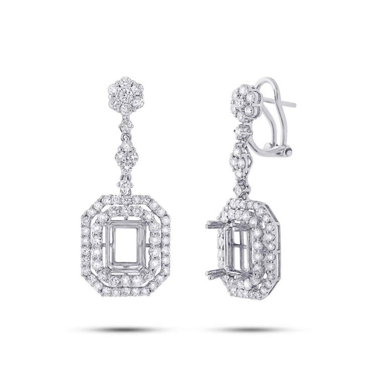 2.63ct 18k White Gold Diamond Semi-mount Earring