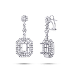 2.63ct 18k White Gold Diamond Semi-mount Earring