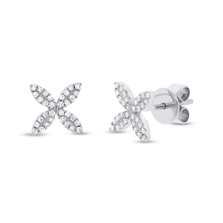 0.16ct 14k White Gold Diamond Flower Stud Earring