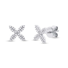 0.16ct 14k White Gold Diamond Flower Stud Earring