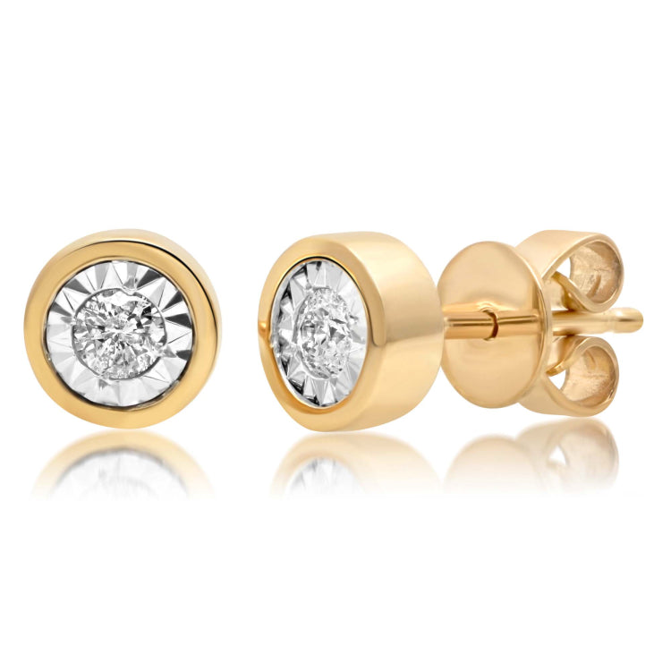 0.14ct 14k Yellow Gold Diamond Round Stud Earring