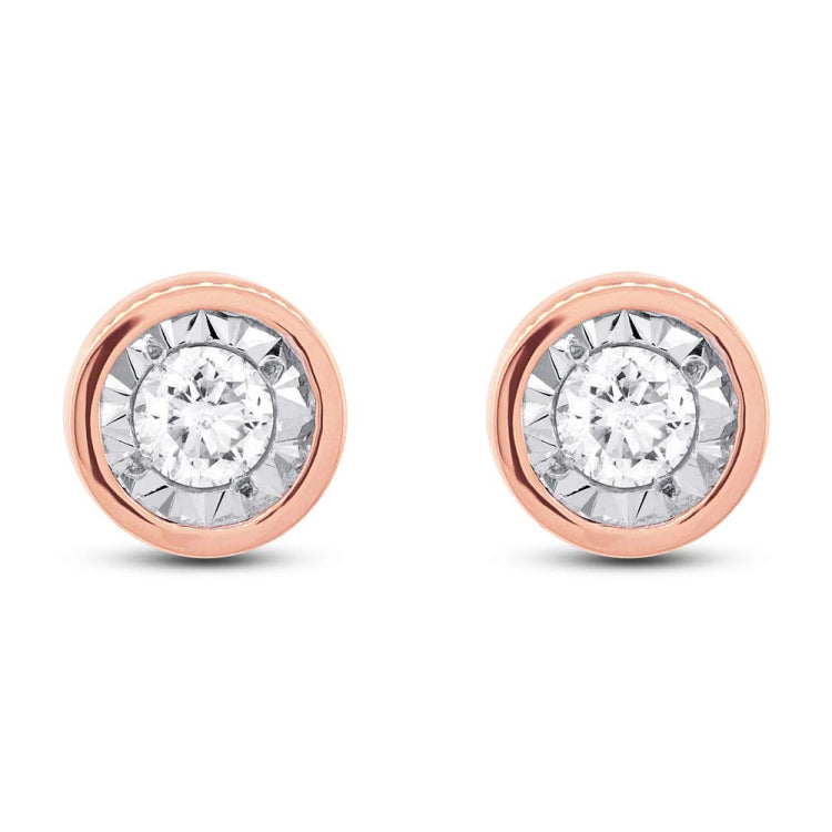 0.14ct 14k Rose Gold Diamond Round Stud Earring