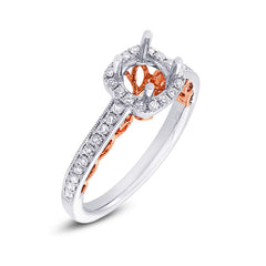 0.33ct 14k Two-tone Rose Gold Diamond Semi-mount Ring for 0.75ct Center