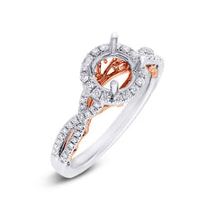 0.30ct 14k Two-tone Rose Gold Diamond Semi-mount Ring for 1.00ct Center
