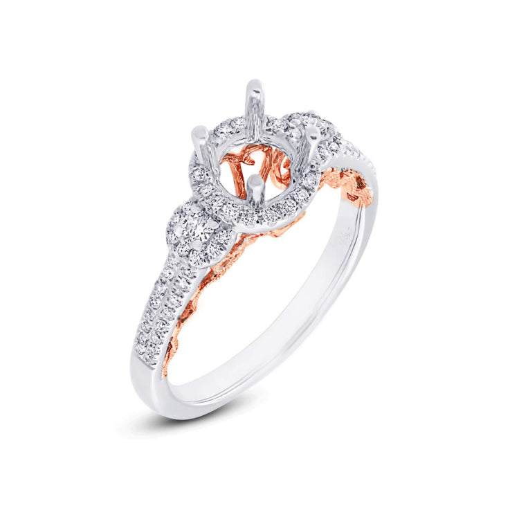 0.35ct 14k Two-tone Rose Gold Diamond Semi-mount Ring for 0.50ct Center