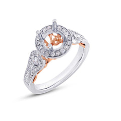 0.50ct 14k Two-tone Rose Gold Diamond Semi-mount Ring for 1.00ct Center