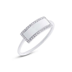 0.11ct 14k White Gold Diamond Bar ID Ring Size 3