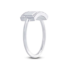 0.11ct 14k White Gold Diamond Bar ID Ring Size 4