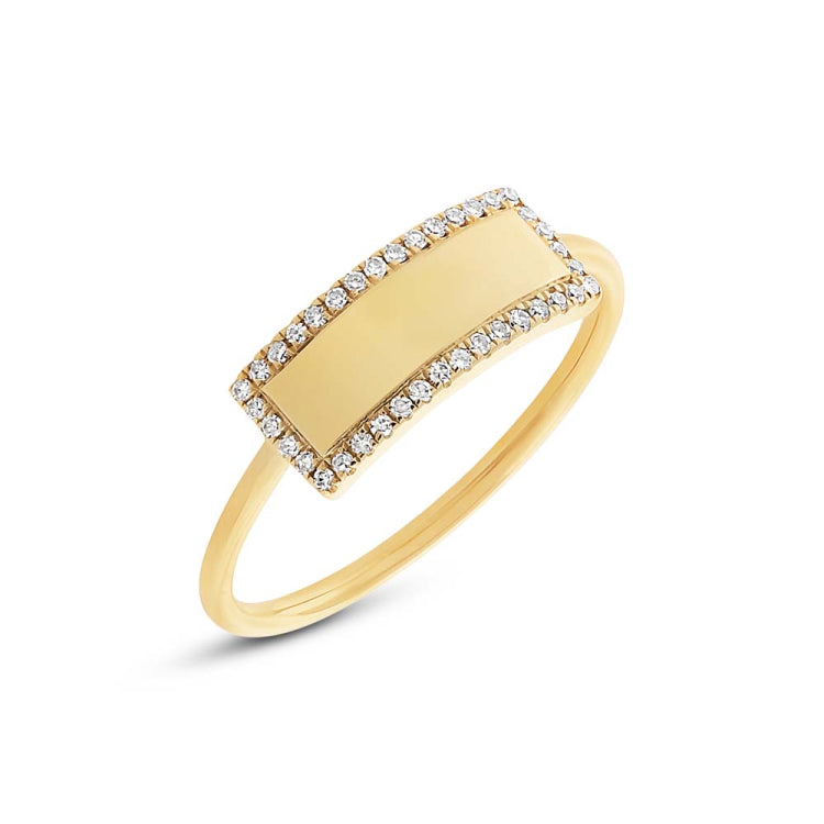 0.11ct 14k Yellow Gold Diamond Bar ID Ring Size 3