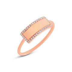 0.11ct 14k Rose Gold Diamond Bar ID Ring Size 3