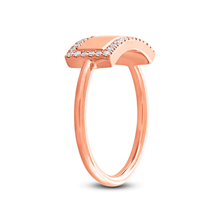 0.11ct 14k Rose Gold Diamond Bar ID Ring Size 4