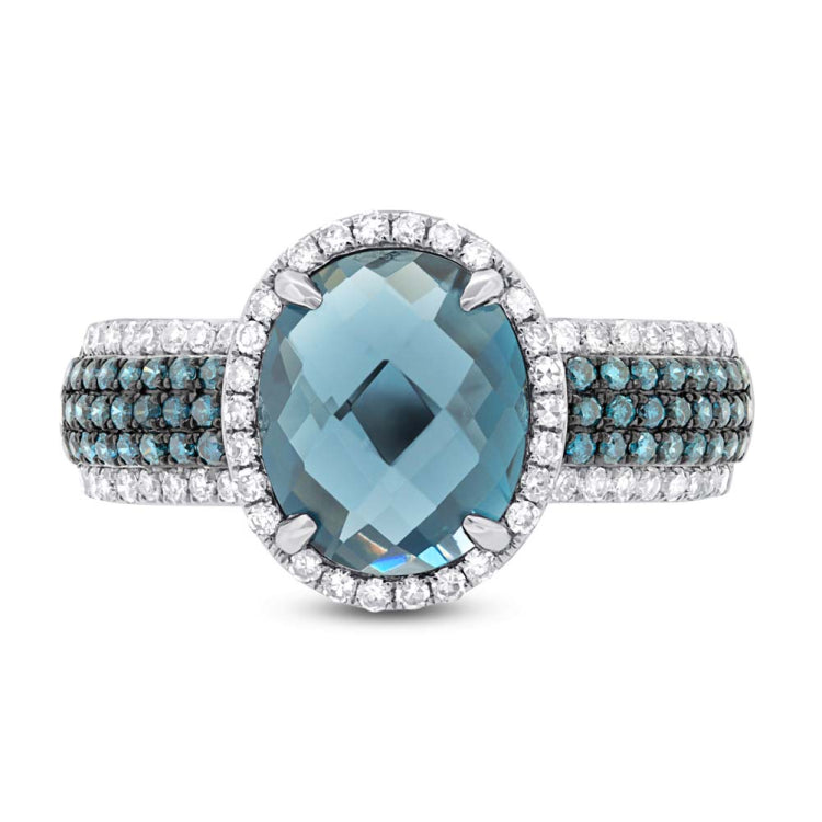 0.30ct Diamond & 3.54ct London Blue Topaz 14k White Gold Ring