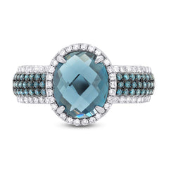 0.30ct Diamond & 3.54ct London Blue Topaz 14k White Gold Ring