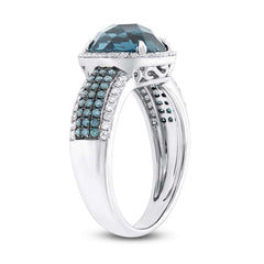 0.30ct Diamond & 3.54ct London Blue Topaz 14k White Gold Ring