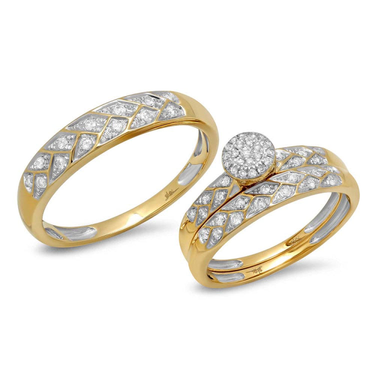 0.41ct 14k Yellow Gold Diamond Trio Set Pave