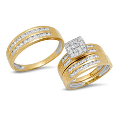 1.14ct 14k Yellow Gold Diamond Trio Set Pave