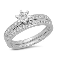 0.35ct 14k White Gold Diamond Wedding Set Round