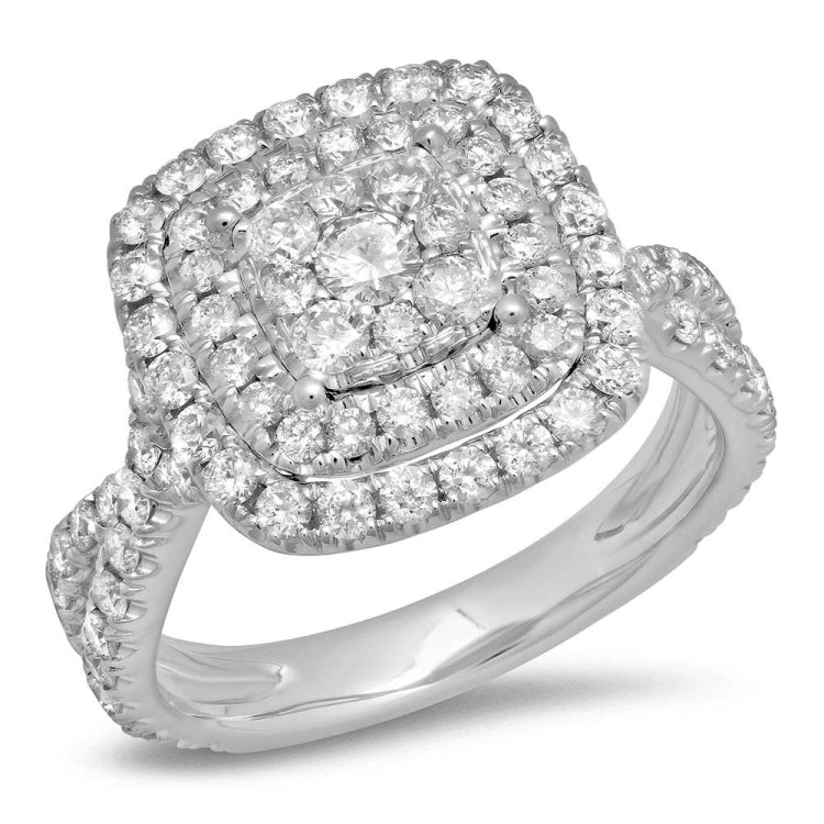 1.54ct 14k White Gold Diamond Cluster Engagement Ring