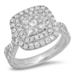 1.54ct 14k White Gold Diamond Cluster Engagement Ring