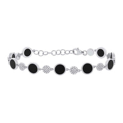 0.41ct Diamond & 3.61ct Onyx 14k White Gold Bracelet