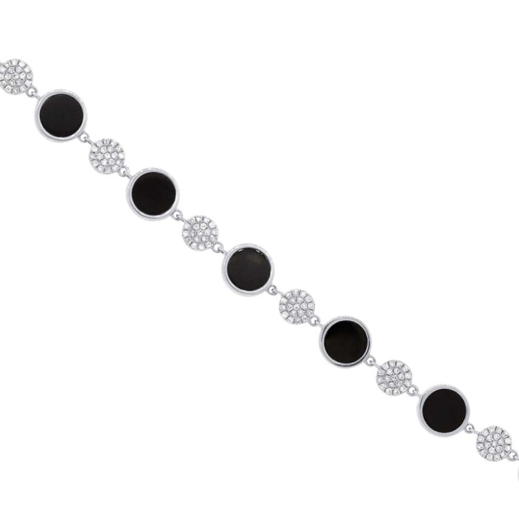 0.41ct Diamond & 3.61ct Onyx 14k White Gold Bracelet