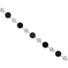 0.41ct Diamond & 3.61ct Onyx 14k White Gold Bracelet