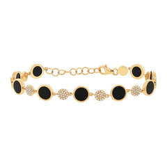0.41ct Diamond & 3.61ct Onyx 14k Yellow Gold Bracelet