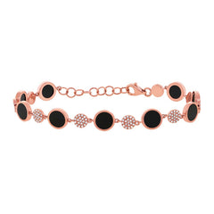 0.41ct Diamond & 3.61ct Onyx 14k Rose Gold Bracelet