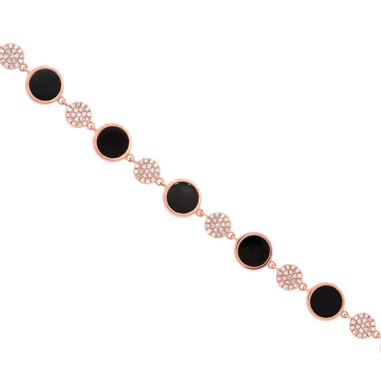 0.41ct Diamond & 3.61ct Onyx 14k Rose Gold Bracelet