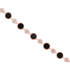 0.41ct Diamond & 3.61ct Onyx 14k Rose Gold Bracelet