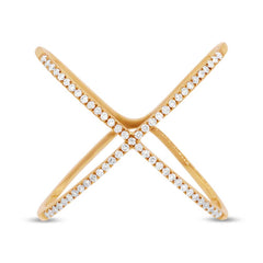 0.18ct 14k Yellow Gold Diamond Lady's "X" Ring Size 8.75