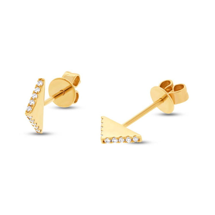 0.07ct 14k Yellow Gold Diamond Pyramid Stud Earring