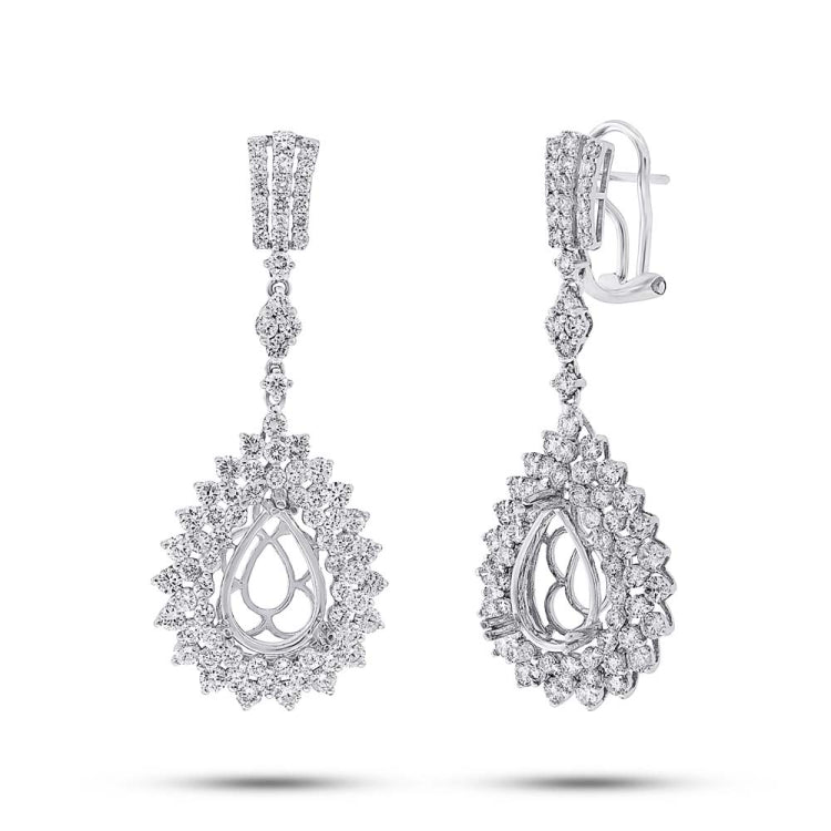 4.43ct 18k White Gold Diamond Semi-mount Earring