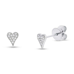 0.05ct 14k White Gold Diamond Pave Heart Earring