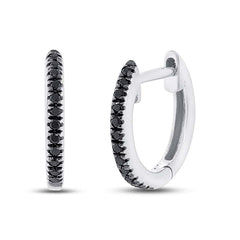 0.07ct 14k White Gold Black Diamond Huggie Earring