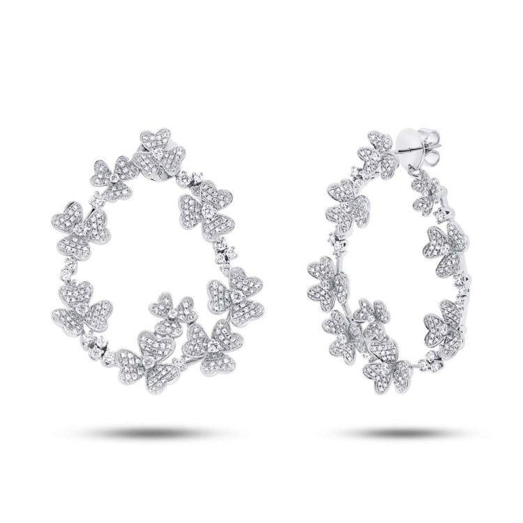 3.71ct 14k White Gold Diamond Flower Earring