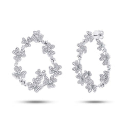 3.71ct 14k White Gold Diamond Flower Earring