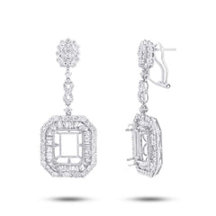 4.26ct 18k White Gold Diamond Semi-mount Earring