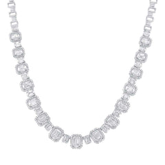 7.73ct 18k White Gold Diamond Baguette Necklace