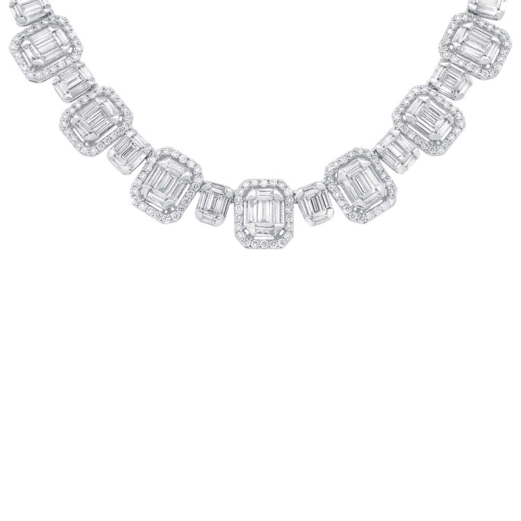 7.73ct 18k White Gold Diamond Baguette Necklace