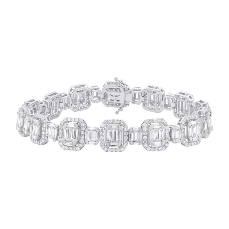 7.24ct 18k White Gold Diamond Baguette Bracelet