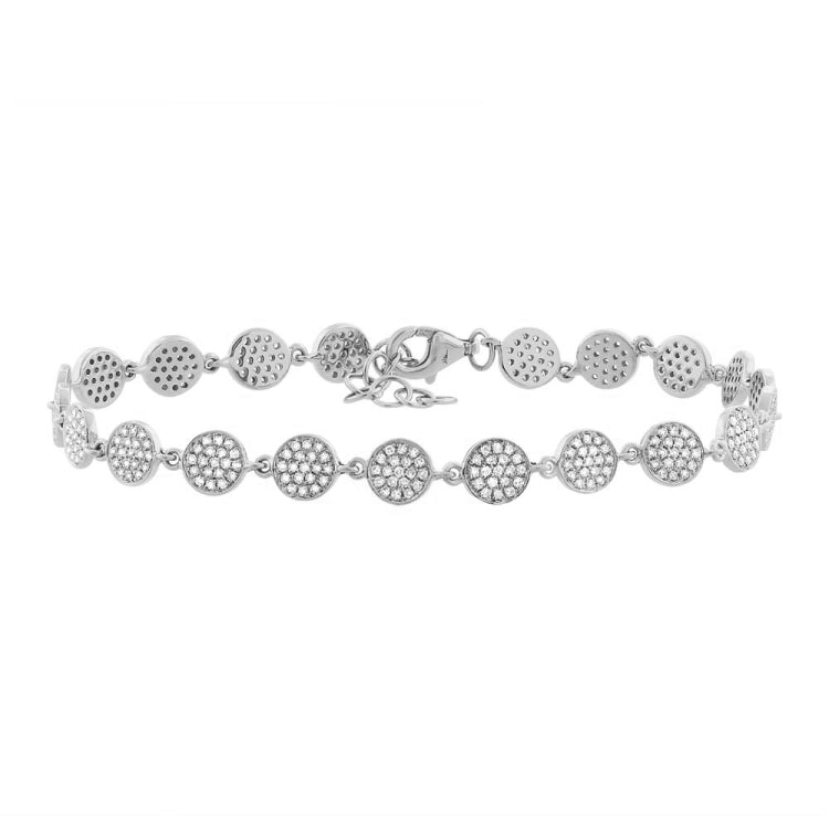0.89ct 14k White Gold Diamond Pave Circle Bracelet