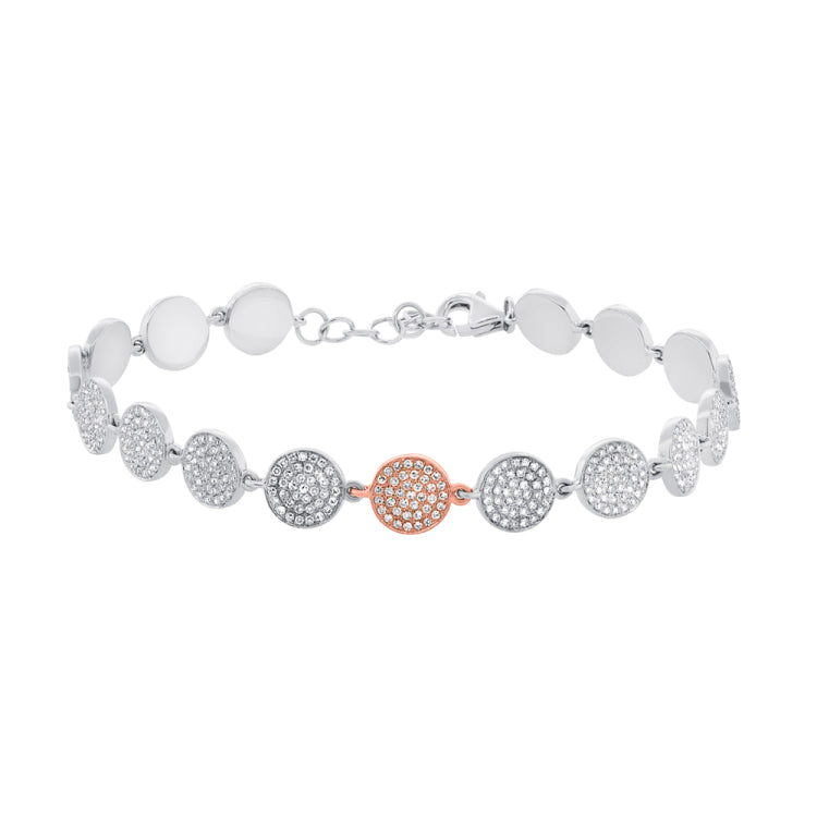 1.33ct 14k Two-tone Rose Gold Diamond Pave Circle Bracelet