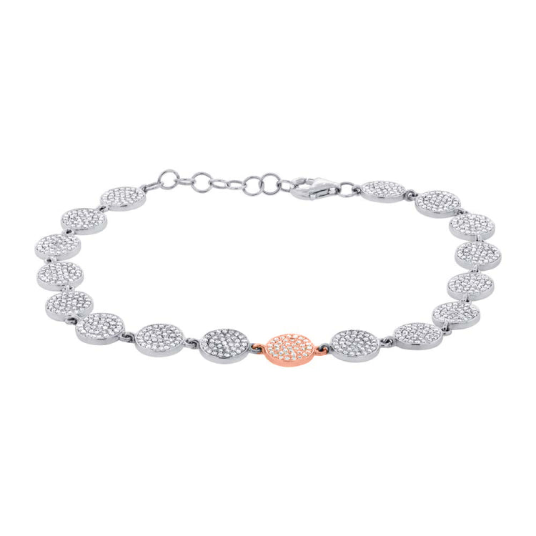 1.33ct 14k Two-tone Rose Gold Diamond Pave Circle Bracelet