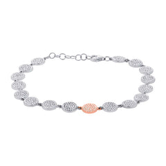 1.33ct 14k Two-tone Rose Gold Diamond Pave Circle Bracelet