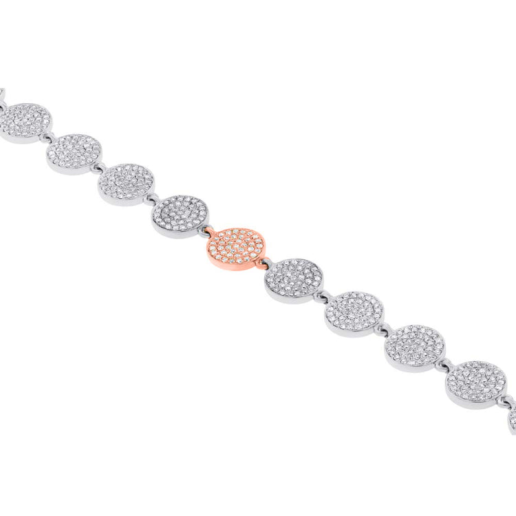1.33ct 14k Two-tone Rose Gold Diamond Pave Circle Bracelet
