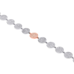 1.33ct 14k Two-tone Rose Gold Diamond Pave Circle Bracelet